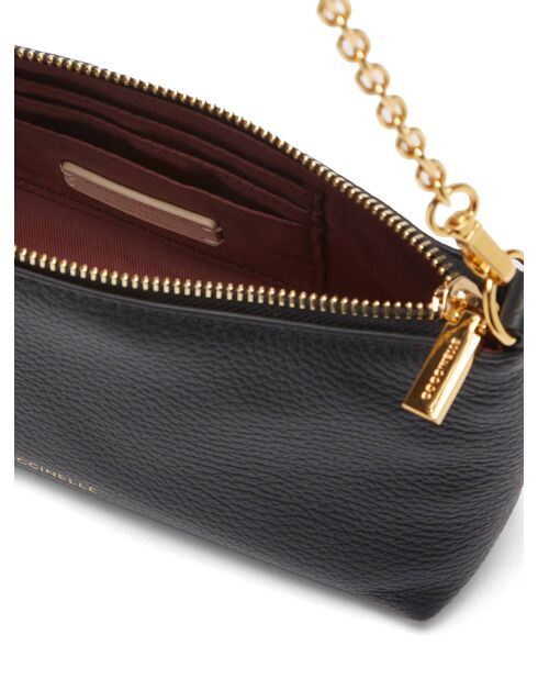 Sac porté épaule Aura Mini en cuir grainé noir - 22x12x7 cm