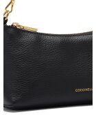 Aura Mini Schultertasche aus schwarzem genarbtem Leder - 22x12x7 cm