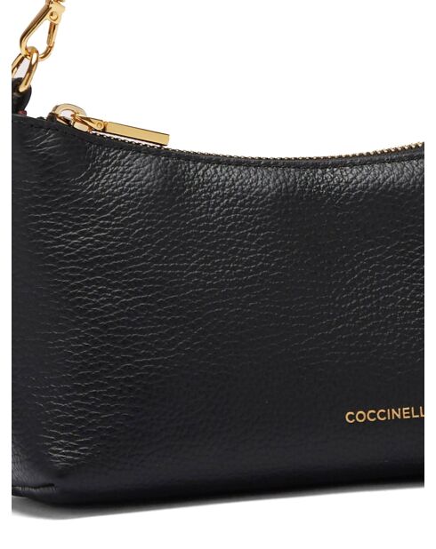 Sac porté épaule Aura Mini en cuir grainé noir - 22x12x7 cm