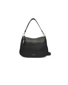 Bandolera Nory de piel granulada negra - 30x21,5x8 cm