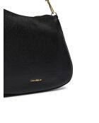 Bandolera Nory de piel granulada negra - 30x21,5x8 cm