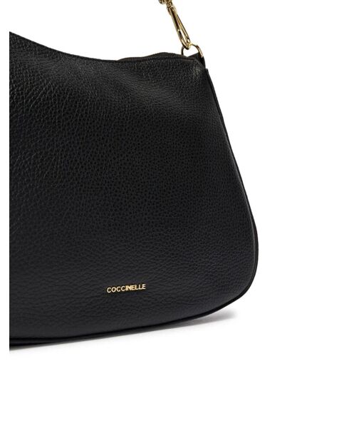 Bandolera Nory de piel granulada negra - 30x21,5x8 cm