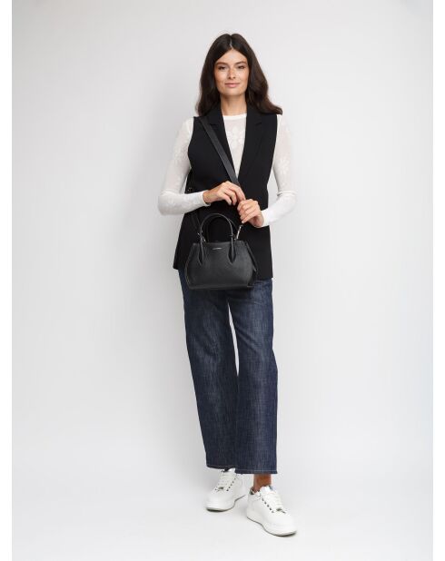 Bolso Lord de piel granulada negra - 26x16x10 cm