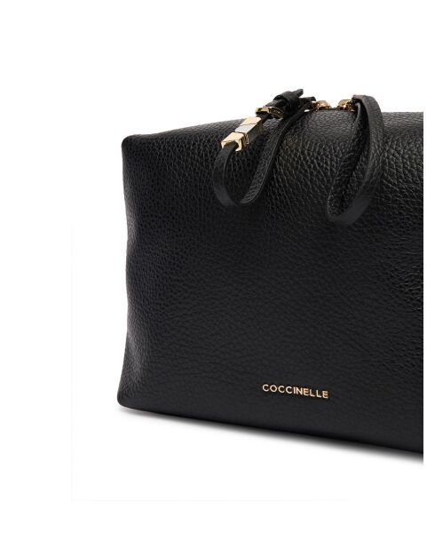 Bandolera Nory de piel granulada negra - 23x18x8,5 cm