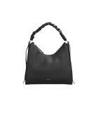 Bohème Grana dubbele schoudertas in zwart dubbelgenerfd leer - 34x23x11 cm