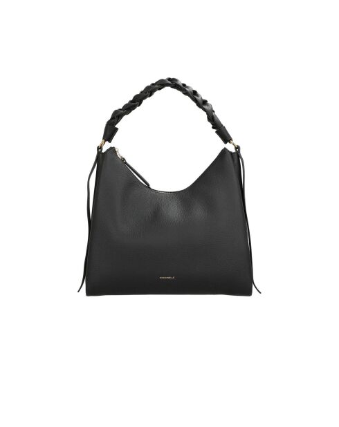 Bohème Grana dubbele schoudertas in zwart dubbelgenerfd leer - 34x23x11 cm