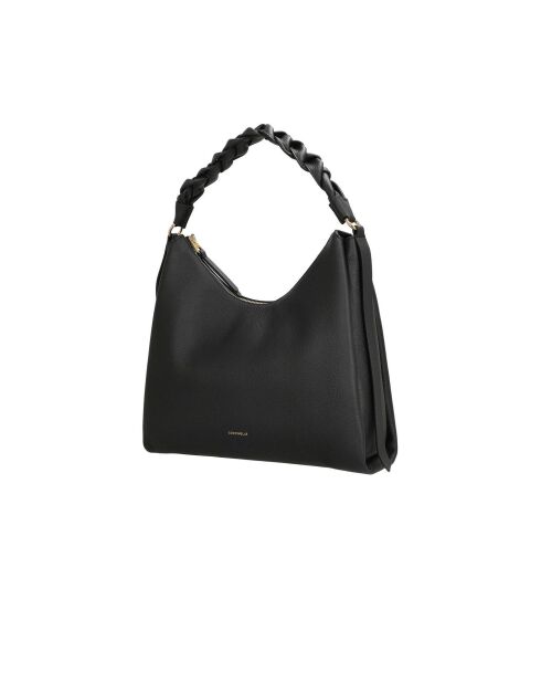 Bohème Grana dubbele schoudertas in zwart dubbelgenerfd leer - 34x23x11 cm