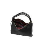 Bohème Grana dubbele schoudertas in zwart dubbelgenerfd leer - 34x23x11 cm