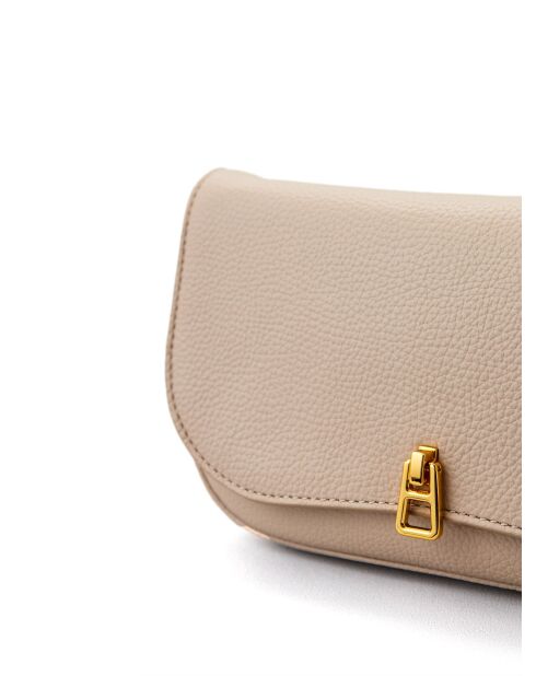 Magie Mini schoudertas in beige generfd leer - 22,5x14x3 cm