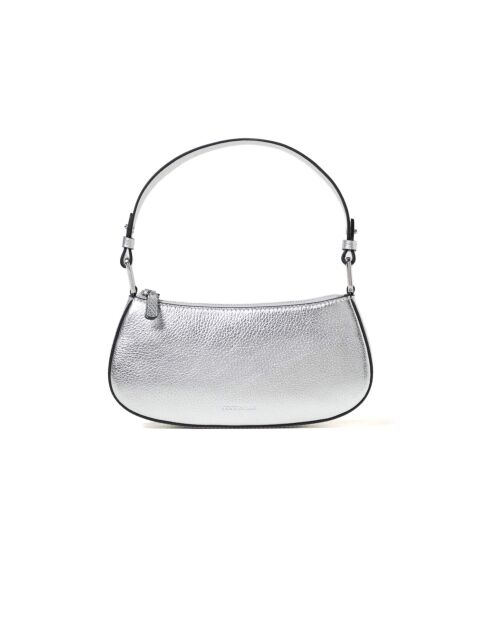 Borsa a tracolla Merveilles in pelle martellata argentata - 24x12x4 cm