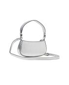 Borsa a tracolla Merveilles in pelle martellata argentata - 24x12x4 cm