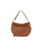 Braune Schultertasche aus Veloursleder - 30,5 x 18 x 8 cm