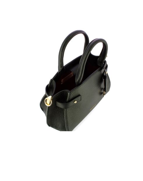 Kliche Handtasche aus schwarzem genarbtem Leder - 22,5x18x13,5 cm