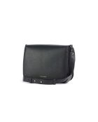 C-Me Schultertasche aus genarbtem Leder in Schwarz - 21x17x6 cm