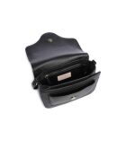 C-Me Schultertasche aus genarbtem Leder in Schwarz - 21x17x6 cm