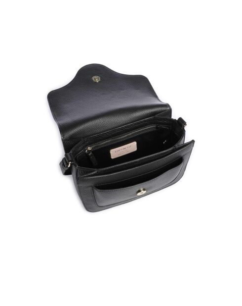 C-Me Schultertasche aus genarbtem Leder in Schwarz - 21x17x6 cm