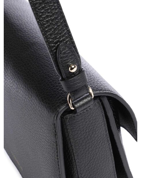 C-Me Schultertasche aus genarbtem Leder in Schwarz - 21x17x6 cm