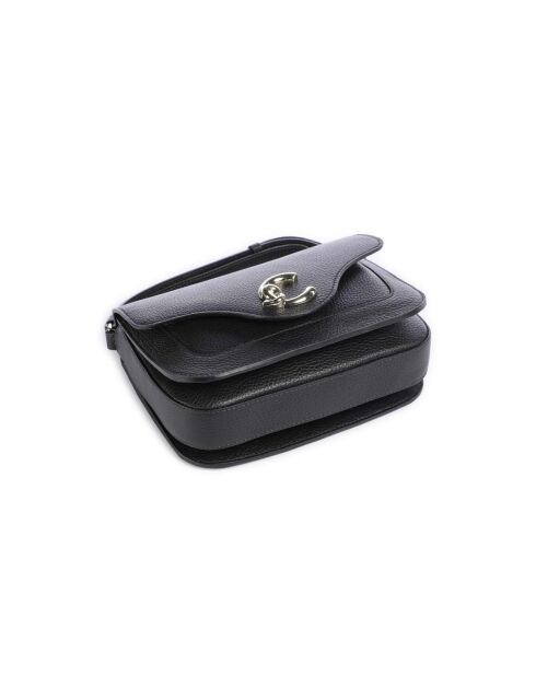 C-Me Schultertasche aus genarbtem Leder in Schwarz - 21x17x6 cm