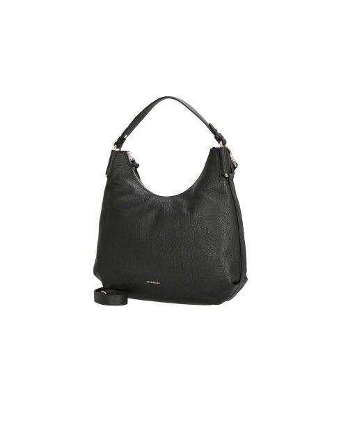 Bandolera Rebekka de piel granulada negra - 34x25x9 cm