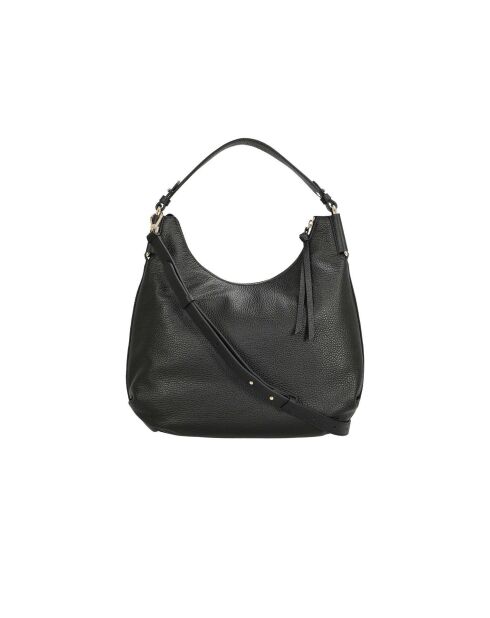 Bandolera Rebekka de piel granulada negra - 34x25x9 cm