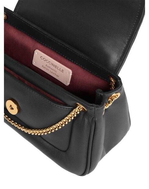 C-Me Fluffy Schultertasche aus weichem und flauschigem schwarzem Leder - 22x12x9 cm