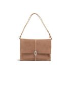 Schultertasche Dorian aus nudefarbenem Veloursleder - 34x24x13 cm