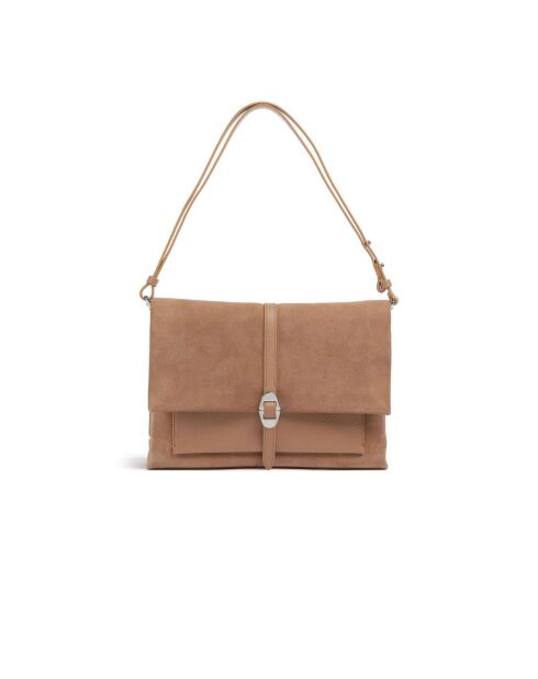 Bolso de hombro Dorian de gamuza nude - 34x24x13 cm