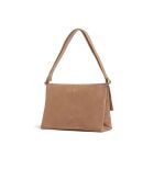 Schultertasche Dorian aus nudefarbenem Veloursleder - 34x24x13 cm