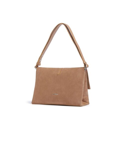 Bolso de hombro Dorian de gamuza nude - 34x24x13 cm