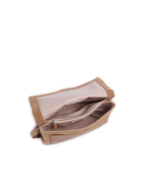 Bolso de hombro Dorian de gamuza nude - 34x24x13 cm