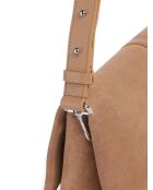 Schultertasche Dorian aus nudefarbenem Veloursleder - 34x24x13 cm