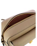 Beat Weiche Schultertasche aus warmem, genarbtem Leder in Taupe - 26x20x8,5 cm
