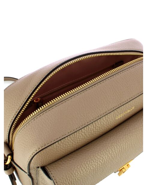 Beat Weiche Schultertasche aus warmem, genarbtem Leder in Taupe - 26x20x8,5 cm