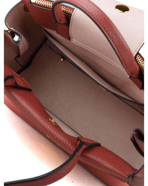 Bolso Arlettis de piel granulada color brandy - 24x19x14 cm