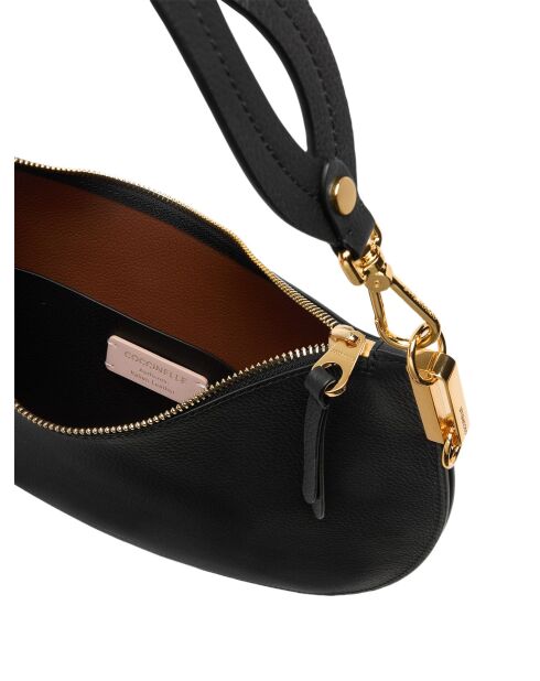 Sunup Schultertasche aus doppelt genarbtem Leder in Schwarz - 33x23x6 cm