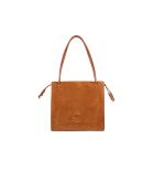 Sac porté épaule Dulse en daim cognac - 28.5x31x10 cm