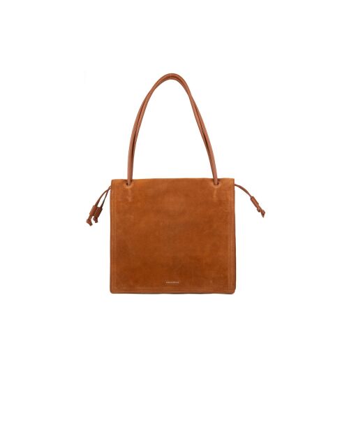 Sac porté épaule Dulse en daim cognac - 28.5x31x10 cm