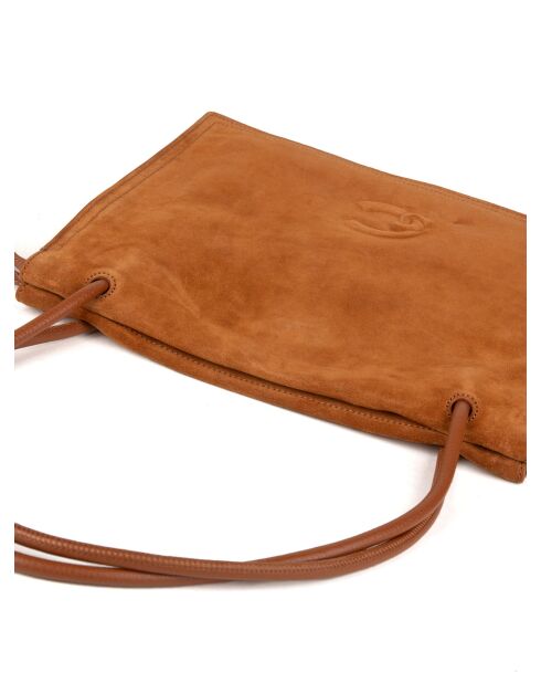 Sac porté épaule Dulse en daim cognac - 28.5x31x10 cm