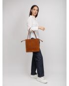 Sac porté épaule Dulse en daim cognac - 28.5x31x10 cm