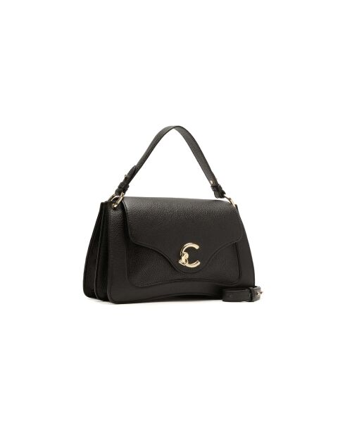 Bolso C-Me de piel granulada negra - 29,5x18x9,5 cm