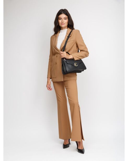 Bolso C-Me de piel granulada negra - 29,5x18x9,5 cm