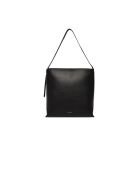 C-Me Lock Schultertasche aus genarbtem Leder in Schwarz - 34x34x13 cm