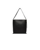 C-Me Lock Schultertasche aus genarbtem Leder in Schwarz - 34x34x13 cm