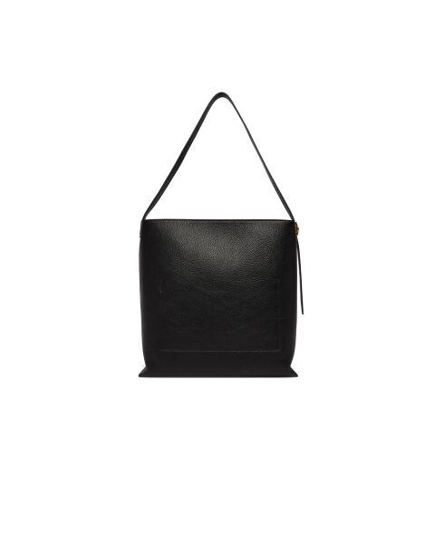 C-Me Lock Schultertasche aus genarbtem Leder in Schwarz - 34x34x13 cm