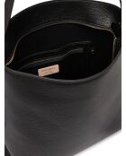 C-Me Lock Schultertasche aus genarbtem Leder in Schwarz - 34x34x13 cm