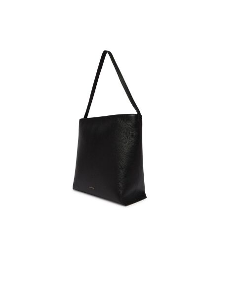 C-Me Lock Schultertasche aus genarbtem Leder in Schwarz - 34x34x13 cm