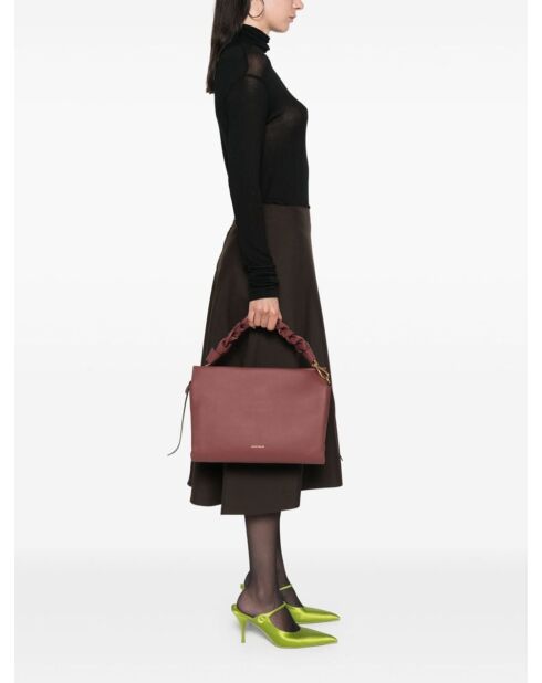 Bohemian Grana Doppelhandtasche aus doppelt genarbtem Brandy-Leder - 33x23x12 cm