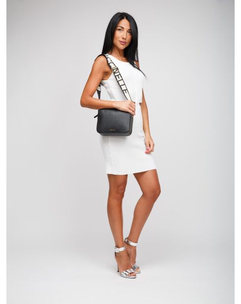 Tebe Mini schoudertas in zwart generfd leer - 21,5x17x6 cm