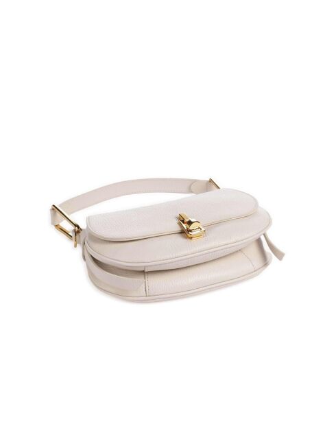 Weiche Schultertasche Magie aus weißem genarbtem Lammleder - 22x14x4 cm