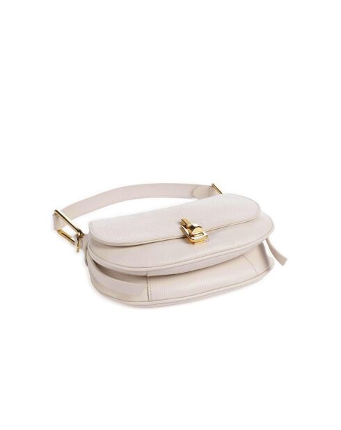 Weiche Schultertasche Magie aus weißem genarbtem Lammleder - 22x14x4 cm